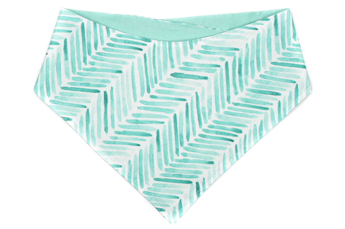 Doggie Bandana - Teal Painted Chevron on White, Mint