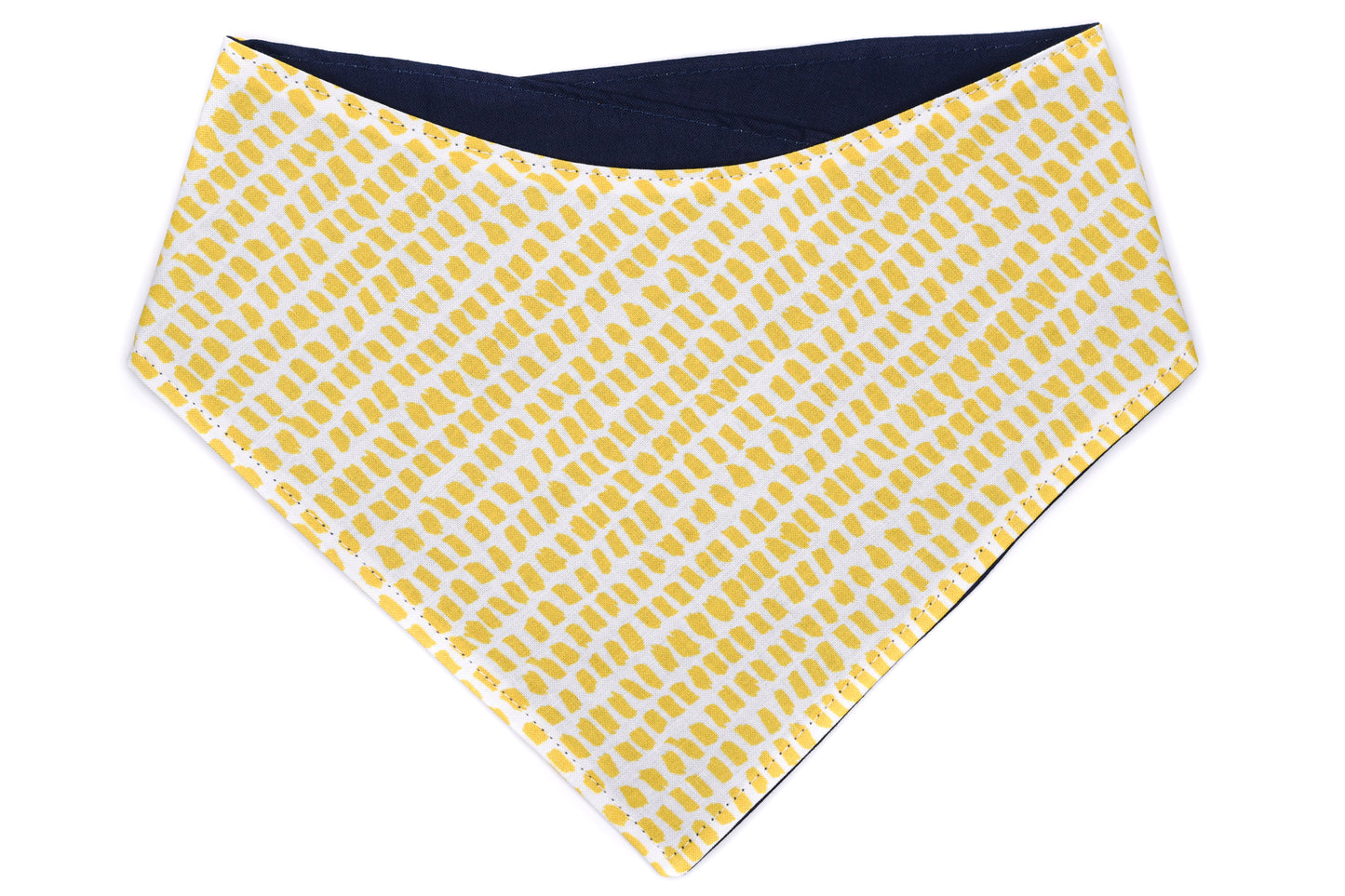 Doggie Bandana - Yellow Painted Dots, Navy