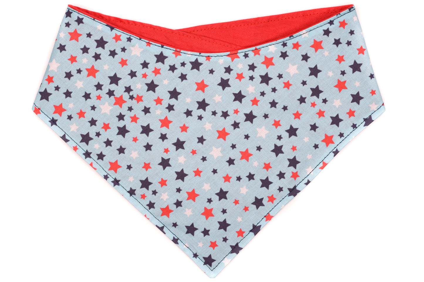 Doggie Bandana - Stars on Light Blue, Red