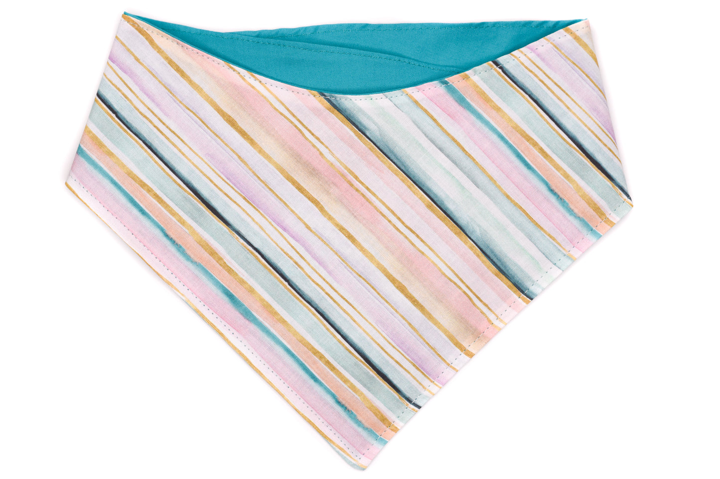 Doggie Bandana - Pastel Painted Stripes, Teal