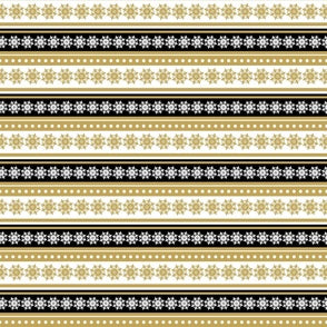 Mod Black & Gold Snowflake Stripe