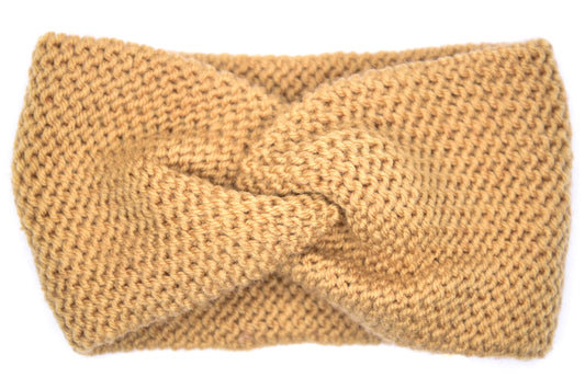 Hayley Twisted Knitted Headband - Camel