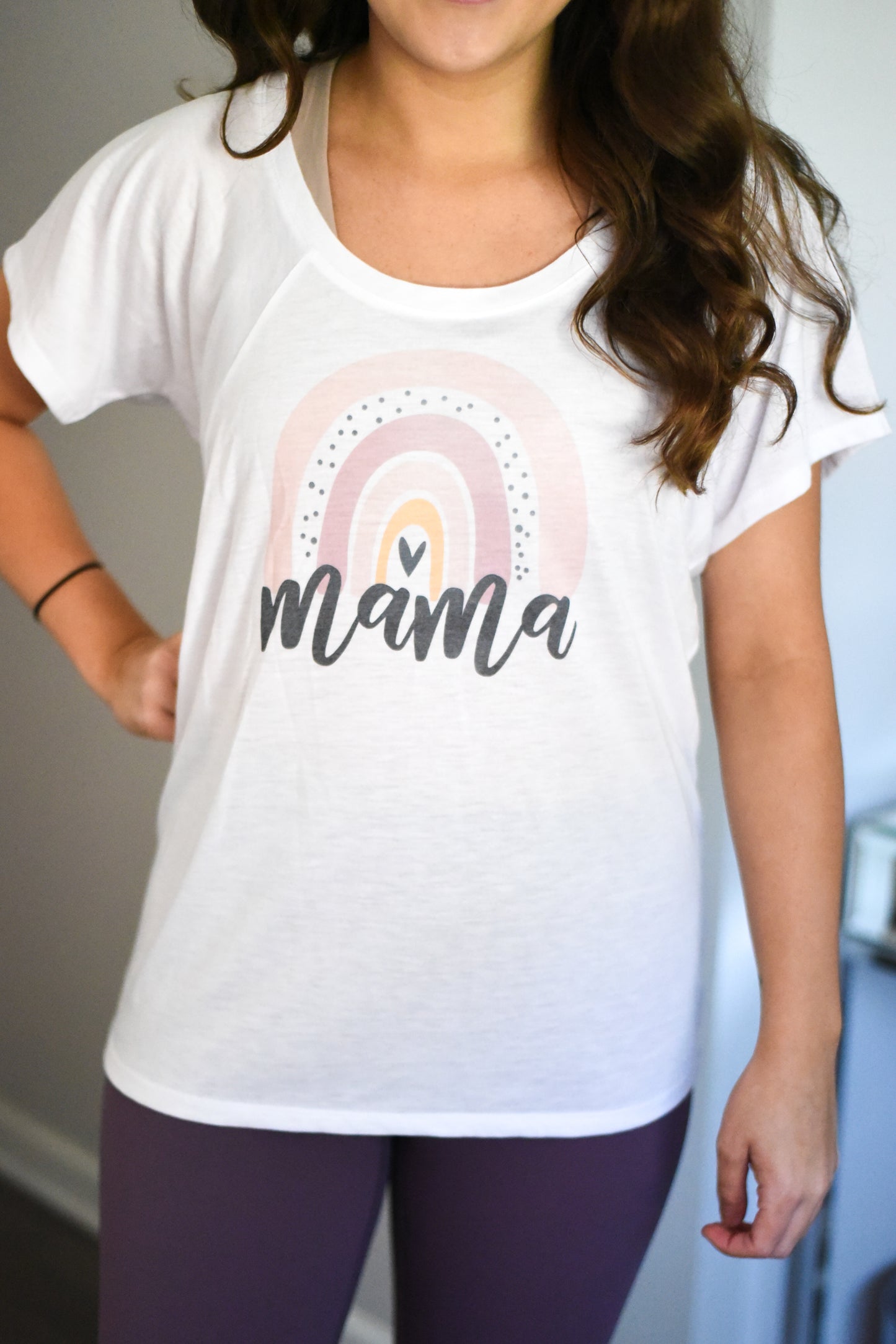 Mama Rainbow - White - Flowy Top